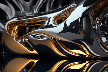 Chrome Metallic Glossy Futuristic Background, Generative Ai