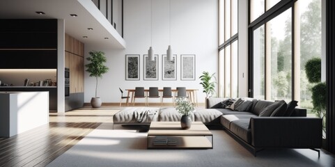 Plakat Sophisticated Living Room Interior, generative ai