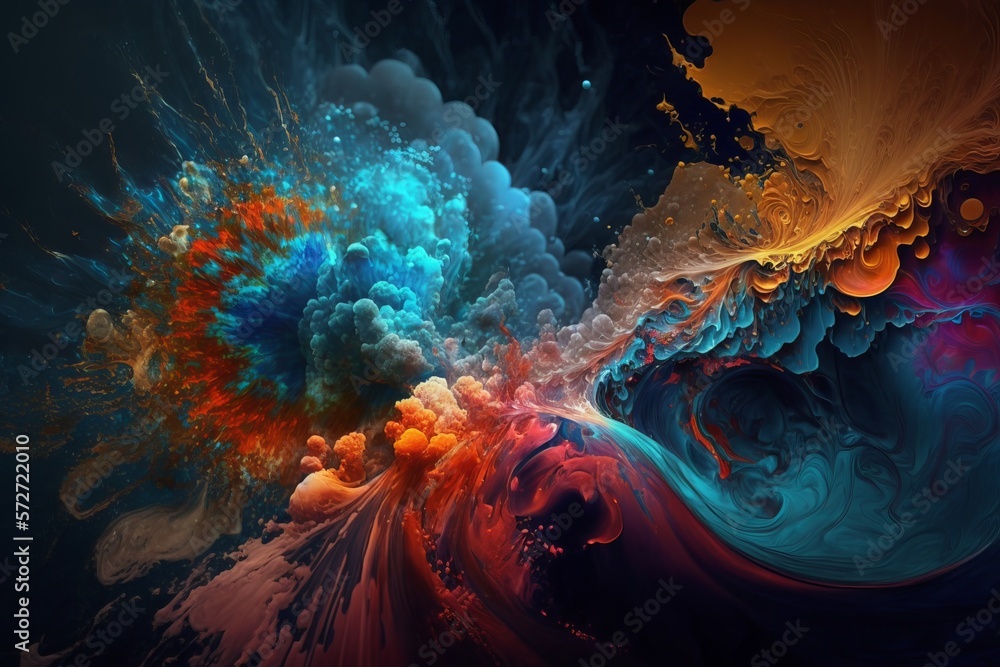 Poster chromatic explosions on a midnight background - generative ai