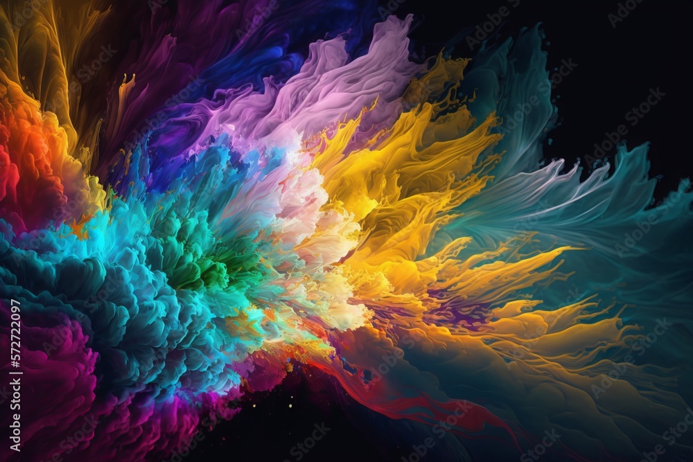 Poster a fiery display of colors against a dark backdrop - generative ai