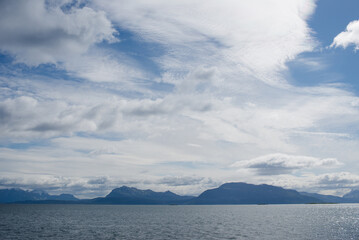 A beautiful sunny day by the sea or ocean. Scenic view of the coast. Travel and research. Tourism and travel concept image, fresh and relaxing nature image