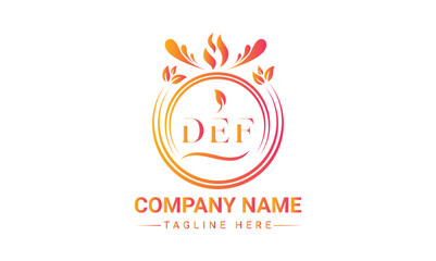DEF letter nature logo design on white background. DEF creative initials letter leaf logo concept. DEF letter design.