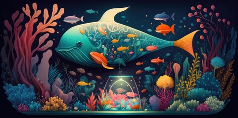 Obraz na płótnie Canvas Surreal Underwater Journey, generative ai