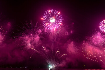 The firework isolated display for celebration happy new year and merry christmas on black isolated background in Brazil