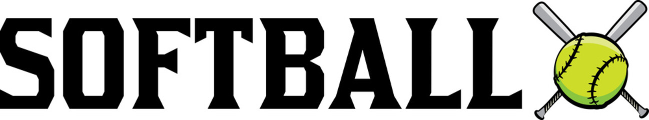 Softball and Ball Word Art Banner Illustration
