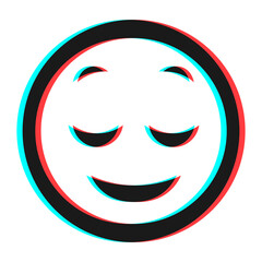 Cartoon smile emoticon symbol, icon in 3d effect with blue and red color