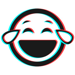 Cartoon smile emoticon symbol, icon in 3d effect with blue and red color