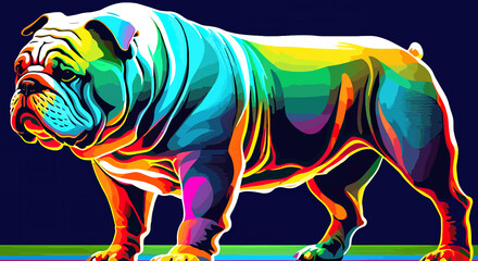 Fototapeta na wymiar Bulldog Pop Art Colorful - Generative AI