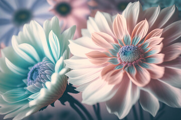 abstract fictional pastel colors flowers, Generative AI