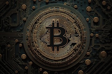Fototapeta na wymiar Bitcoin is a cryptocurrencyscheme technical background. Btc coin.