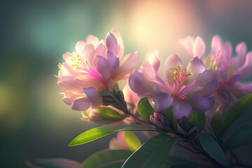Obraz na płótnie Canvas Rhododendron Flowers, Illustration, Generative AI