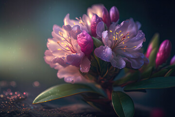 Rhododendron Flowers, Illustration, Generative AI