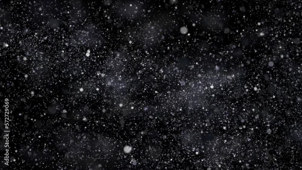 Poster white bokeh particles falling on black background, white bokeh and glitter particle lights backgroun
