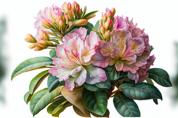 Rhododendron Flowers, Illustration, Generative AI