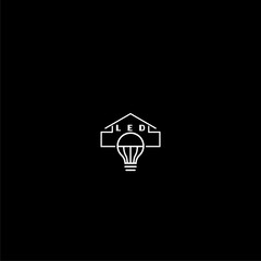 Led light bulb house logo icon isolated on dark background