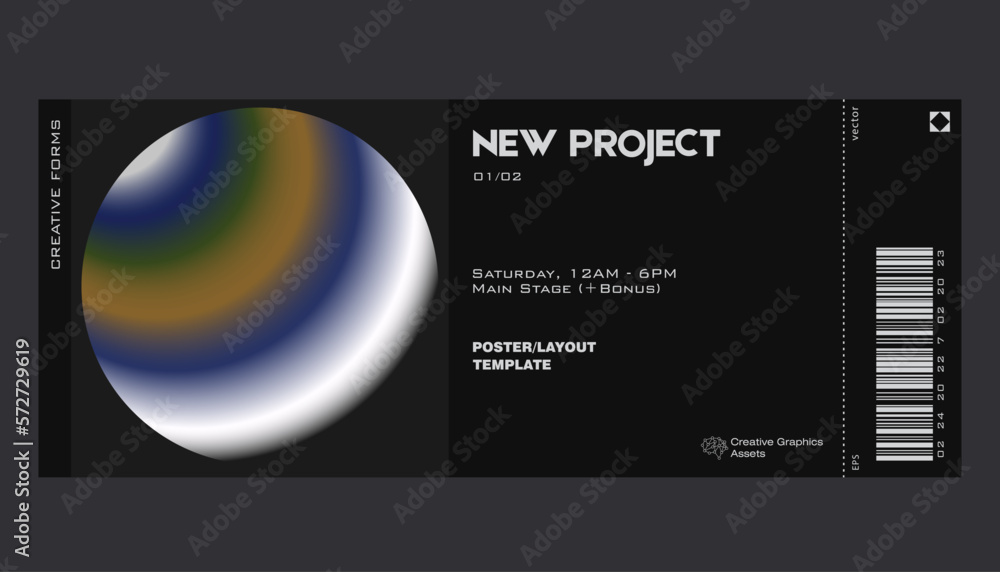 Aufkleber gradient aesthetic art modern ticket design. template layout with blurred digital gradient resemblin