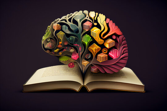 Brain and knowledge while discovering new ideas. Sharp mind and knowledge Generative AI