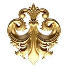 Golden baroque ornament on transparent background, 3d set of an ancient gold ornament on a white background. Decorative elegant luxury design.golden elements in baroque, rococo style.seamless vintage. - obrazy, fototapety, plakaty