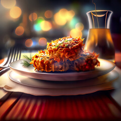 latkes, Golden, crispy on the outside and soft on the inside. Grated potato pancakes, traditionally served on the Jewish holiday of Hanukkah. 3D realistic illustration. Generative AI