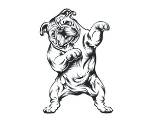 Black and White Dabbing Bulldog vector illustration
