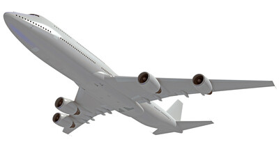 Aircraft 3D rendering airplane on white background