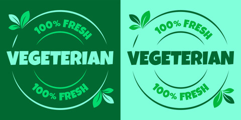 Set of 2 icons for vegetarians on a light and dark background. Images for a healthy lifestyle. Vector illustration