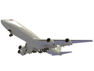 Aircraft 3D rendering airplane on white background