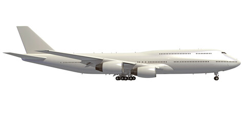 Aircraft 3D rendering airplane on white background