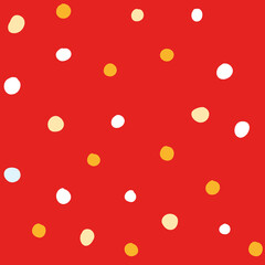 Colorful dots seamless pattern in flat style. Vector illustration isolated on red background.