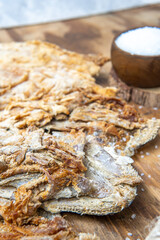 closeup of a detail of salted fish