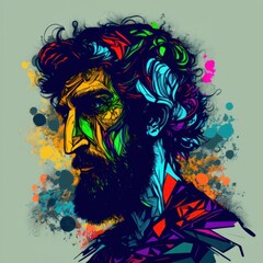 Doodle style man. Beautiful colorful illustration. Vector style. Generative AI