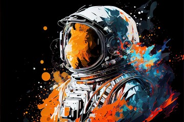 Astronaut in space suit. Beautiful colorful illustration. Vector style. Generative AI