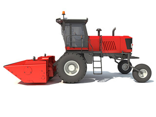 Farm Swather Windrower Harvester 3D rendering on white background