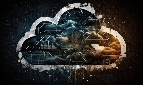 Cloud computing technology. Beautiful colorful illustration. Vector style. Generative AI