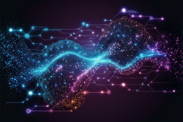 Cyber flow. Data manipulation concept. Beautiful colorful illustration. Vector style. Generative AI
