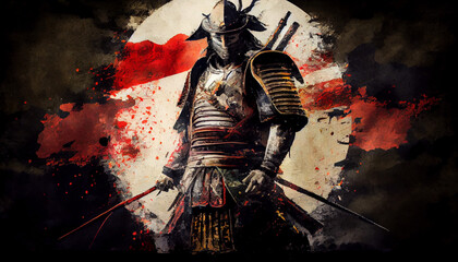 Samurai warrior with katana, Generative AI