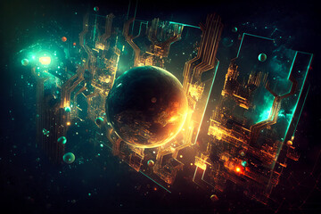 Fototapeta premium Abstract Cyber Space Background