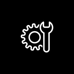 Repair tool line icon isolated on black background