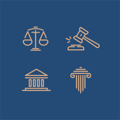 Icons for the area of ​​advocacy and judicial law.