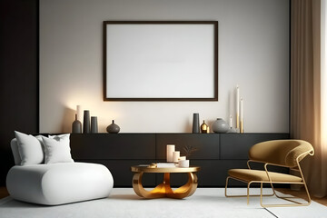 Beautiful cozy living room frame mock up