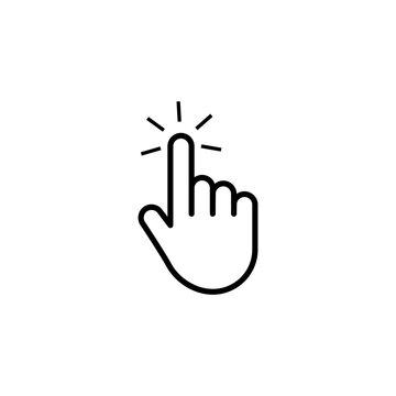Click cursor set. Computer pointer hand and arrow icon. Press pick action element. Vector web interface elements.