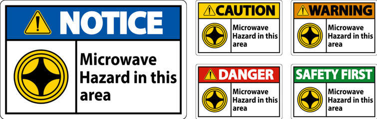 Notice Sign Microwave Hazard In This Area with Symbol