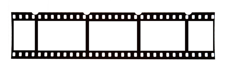 Nostalgia in Motion: 35mm Analog Filmstrip on white background
