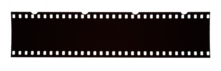 Nostalgia in Motion: 35mm Analog Filmstrip on white background