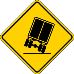 Traffic Sign, Truck Falling Graphic On White Background