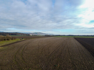 Fototapeta na wymiar aerial view of agricultural fields in bavaria
