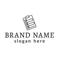 logo with a linear icon in the form of a list of questions for online voting surveys and documents

