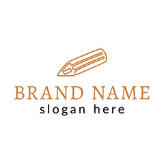 icon logo with a pencil drawn in one line for the media, art workshops and shops

