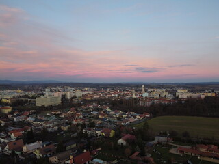 Fototapeta na wymiar Sunset in slovakia with drone