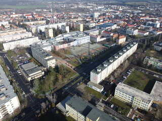 Fototapeta premium town photo of building in slovakia with drone